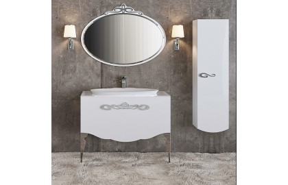 Мебель для ванной La Beaute Charante 100 белая со стеклянной столешницей, фурнитура хром