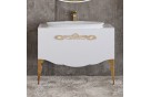 Мебель для ванной La Beaute Charante 100 белая со стеклянной столешницей, фурнитура золото