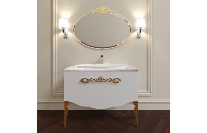 Мебель для ванной La Beaute Charante 100 белая со столешницей bianco statuaretto, золото